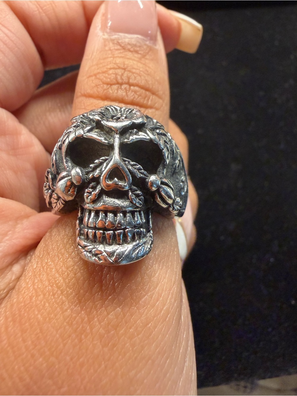 Stainless Steel  Skull Statement Ring - SZ 9 - Picture 2 of 5